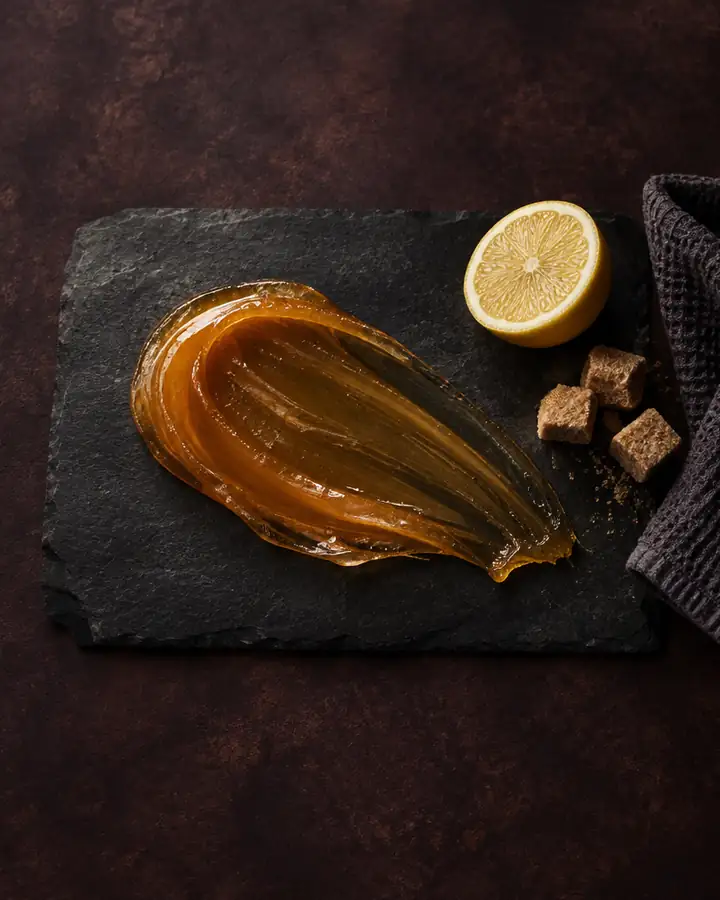 Still life: sugar paste spread on dark slate